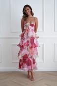 Nelly Floral Tiered Ruffle Maxi Dress | Pink Print