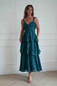 Niama Floral Jacquard Tiered Maxi Dress | Teal Green image