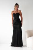 Nicola Strapless Glitter Gown | Black