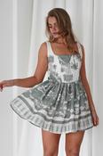 Ophelia Printed Mini Dress | Green/White image