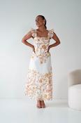 Orla Floral Print Maxi Dress | Orange/White image
