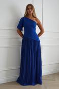 Orla One Shoulder Pleated Maxi Dress | Royal Blue image