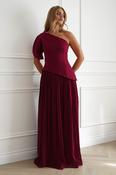 Orla One Shoulder Pleated Maxi Dress | Wine image