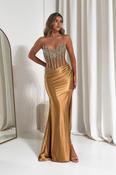 Paloma Crystal Embellished Sheer Corset Gown | Bronze