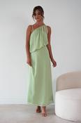 Paros Asymmetric Chiffon Maxi Dress | Sage image
