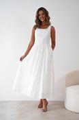 Petal Skater Cotton Maxi Dress | White image