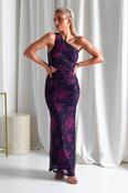 Petra Bodycon Printed Maxi Dress | Grape image