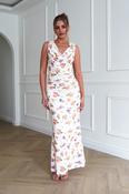 Pica Floral Ruched Cowl Neck Midi Dress image