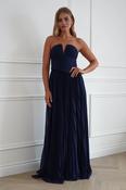 Porto Strapless Pleated Chiffon Maxi Dress | Navy image