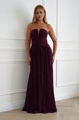 Porto Strapless Pleated Chiffon Maxi Dress | Wine image