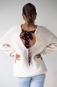 Rachel Polka Dot Bow Back Knit Jumper | Beige image