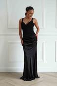 Rachel Structured Draped Maxi Dress | Black image