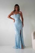Rae Bodycon Floral Sequin Maxi Gown | Blue image