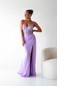 Ravina Strapless Lace Corset Maxi Gown | Lavender image
