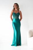 Raya Embellished Corset Gown | Emerald Green image