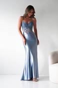 Raya Embellished Corset Gown | Light Blue image