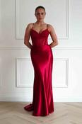 Raya Embellished Corset Gown | Red