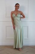 Remi Frill Trim Satin Maxi Dress | Sage image