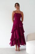 Renee Luminescent Ruffle Maxi Dress | Wine image