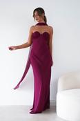 Robyn Strapless Chiffon Scarf Maxi Dress | Berry image