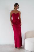 Rosa Satin Corset Draped Maxi Dress | Red image