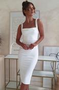 Salena Pearl Detail Bodycon Midi Dress | White image