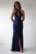 Santana Beaded Keyhole Gown | Midnight