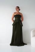 Shania Strapless Pleated Maxi Dress | Olive image