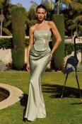 Sienne Strapless Sequin Satin Maxi Dress | Sage image