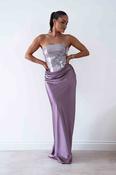 Sienne Strapless Sequin Satin Maxi Dress | Taupe image