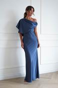 Sinead Satin Draped Maxi Dress | Slate Blue image