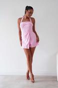 Stacie Linen Blend Tie Strap Playsuit | Pink image