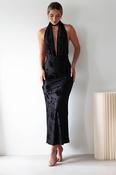 Tara Floral Jacquard Maxi Dress | Black image
