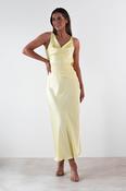 Thea Mesh Midriff Soft Satin Maxi Dress | Yellow image