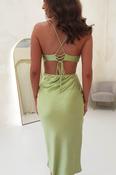 Tilda Soft Satin Midi Dress | Lime image