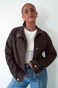 Trinity Buttoned Denim Jacket | Brown image