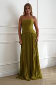 Victoria Dropped Peplum Maxi Dress | Olive Green image