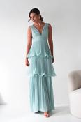Vina Tiered Pleated Layered Maxi Dress | Mint