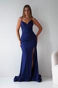 Visenta Ruched Bodice Strapless Gown | Navy image
