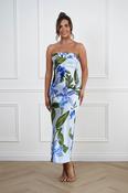 Whitney Soft Satin Floral Midaxi Dress | Blue image