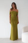 Willow Bardot Draped Maxi Dress | Chartreuse Green image