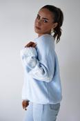 Zaya Embroidered Sleeve Knit Jumper | Blue image