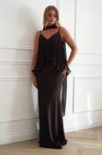 Zendaya Pleated Chiffon Overlay Maxi Dress | Brown image