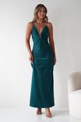 Adley Soft Satin Maxi Dress | Forest Green image