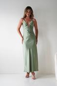Adley Soft Satin Maxi Dress | Olive image