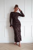 Amelita Long Sleeve Textured Maxi Dress | Brown