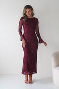 Amelita Long Sleeve Textured Maxi Dress | Wine