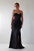 Andrina Rhinestone Strapless Gown | Black image