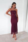 Angela Sequin Mesh Maxi Dress | Wine