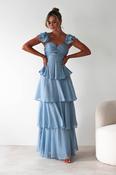 Audette Ruffle Tiered Maxi Dress | Blue image